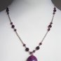 Purple Passion Matinee Necklace Amethyst Plum Purple Faceted Glass Beads Large Pretty Oval Pendant