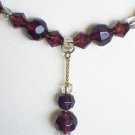 Pretty Plum Princess Necklace Clear Amethyst Purple Faceted Glass Beads Dainty Lovely Dangling Charm