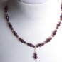 Pretty Plum Princess Necklace Clear Amethyst Purple Faceted Glass Beads Dainty Lovely Dangling Charm