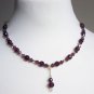 Pretty Plum Princess Necklace Clear Amethyst Purple Faceted Glass Beads Dainty Lovely Dangling Charm