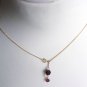Pretty Plum Princess Necklace Clear Amethyst Purple Faceted Glass Beads Dainty Lovely Dangling Charm