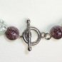 Purple Jade and Ice Matinee Necklace Lovely Clear Crackled Round Glass Beads Marbelized Green Plum
