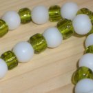 Refreshing Lime Mod Matinee Necklace White Green Glass Beads Simple Understated Classic Fun Style