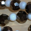 Black and White Mod Princess Necklace Chic Smokey Grey Hematite Disco Ball White Round Glass Beads