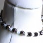 Black and White Mod Princess Necklace Chic Smokey Grey Hematite Disco Ball White Round Glass Beads