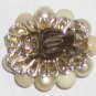 Champagne Cream Ivory Faux Pearls Vintage Oval Cluster Earrings Clip-on Retro Ladylike Elegance Chic