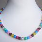 Boho Hippy Faux Pearls Opera Necklace Crackled Glass Marble Beads Cute Fun Funky Bohemian Flirty