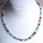 Boho Hippy Faux Pearls Opera Necklace Crackled Glass Marble Beads Cute Fun Funky Bohemian Flirty