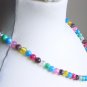 Boho Hippy Faux Pearls Opera Necklace Crackled Glass Marble Beads Cute Fun Funky Bohemian Flirty