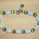 Charming Cute Bracelet White Oblong Green Round Glass Beads Trendy Mod Funky Chic Fashion Accessory