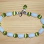 Charming Cute Bracelet White Oblong Green Round Glass Beads Trendy Mod Funky Chic Fashion Accessory