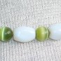 Charming Cute Bracelet White Oblong Green Round Glass Beads Trendy Mod Funky Chic Fashion Accessory