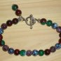 Funky Boho Abstract Hippy Bracelet Round Glass Beads Marbelized Green Blue Purple Plum Red Dark Bold