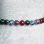 Funky Boho Abstract Hippy Bracelet Round Glass Beads Marbelized Green Blue Purple Plum Red Dark Bold