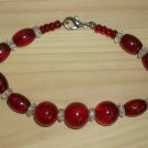 Flaming Red Hot Bracelet Clear Red Crackled Faceted Round Oval Seed Glass Beads Flirty Bold Sexy