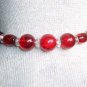 Flaming Red Hot Bracelet Clear Red Crackled Faceted Round Oval Seed Glass Beads Flirty Bold Sexy