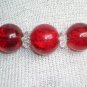 Flaming Red Hot Bracelet Clear Red Crackled Faceted Round Oval Seed Glass Beads Flirty Bold Sexy