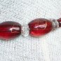 Flaming Red Hot Bracelet Clear Red Crackled Faceted Round Oval Seed Glass Beads Flirty Bold Sexy