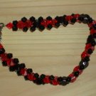 Alluring Ladylike Shiny Woven Bracelet Black Red Faceted Glass Beads Fancy Dressy Evening Flirty