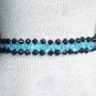 Dainty Elegant Fancy Woven Bracelet Black Aqua Ice Blue Faceted Glass Beads Dressy Stylish Shiny