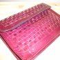 Burgundy Wine Woven Leather Clutch Purse Handbag Stylish Basket Weave Envelope Pocketbook Coin Purse