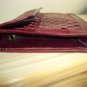 Burgundy Wine Woven Leather Clutch Purse Handbag Stylish Basket Weave Envelope Pocketbook Coin Purse