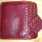 Burgundy Wine Woven Leather Clutch Purse Handbag Stylish Basket Weave Envelope Pocketbook Coin Purse