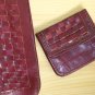 Burgundy Wine Woven Leather Clutch Purse Handbag Stylish Basket Weave Envelope Pocketbook Coin Purse