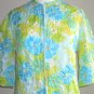 Ladylike Housecoat Dressing Gown Robe Blue Yellow Green Floral Cabbage Roses Popcorn