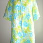 Ladylike Housecoat Dressing Gown Robe Blue Yellow Green Floral Cabbage Roses Popcorn