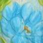 Ladylike Housecoat Dressing Gown Robe Blue Yellow Green Floral Cabbage Roses Popcorn