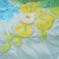 Ladylike Housecoat Dressing Gown Robe Blue Yellow Green Floral Cabbage Roses Popcorn