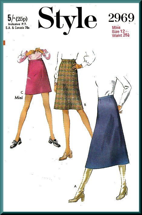 Basic Flared Skirts 3 Lengths Sz 12 Style Sewing Pattern 2969 Mini Darted Ladylike Retro Chic