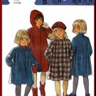 Formal Girls' Wool Coat Hat Sz 2-4 Style Sewing Pattern 3967 Beret Hood Tucks Collar Dressy Coat