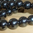 Chunky Hematite Pearls Princess Necklace Mod Smokey Grey Large Round Hematite Beads Stylish Elegant