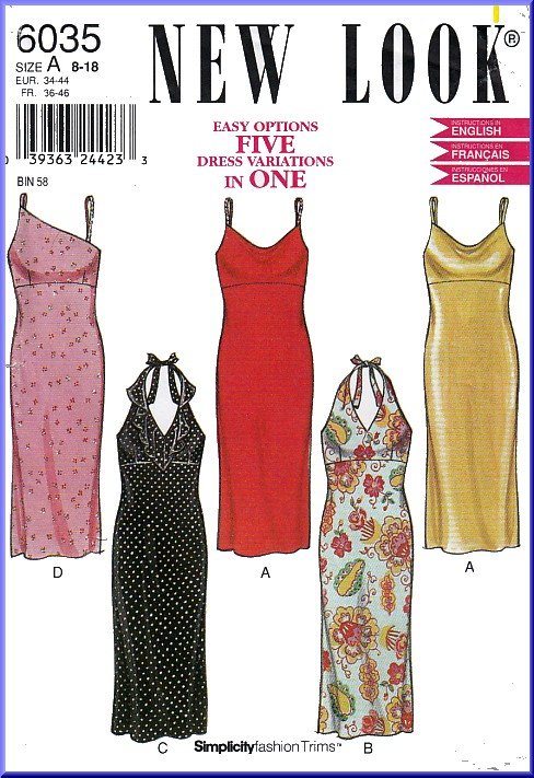 New Look Sewing Pattern 6035 Sz 8-18 Empire Bodice Evening Dress ...