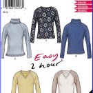 New Look Sewing Pattern 6143 Sz XS-XL Easy 2 Hour Stretch Knit Pullover Raglan Sweater Tops V-Neck