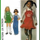 Simplicity Sewing Pattern 7857 Sz 4 Retro Child's Bib Apron Front Jumper Overalls Ruffles Embroidery