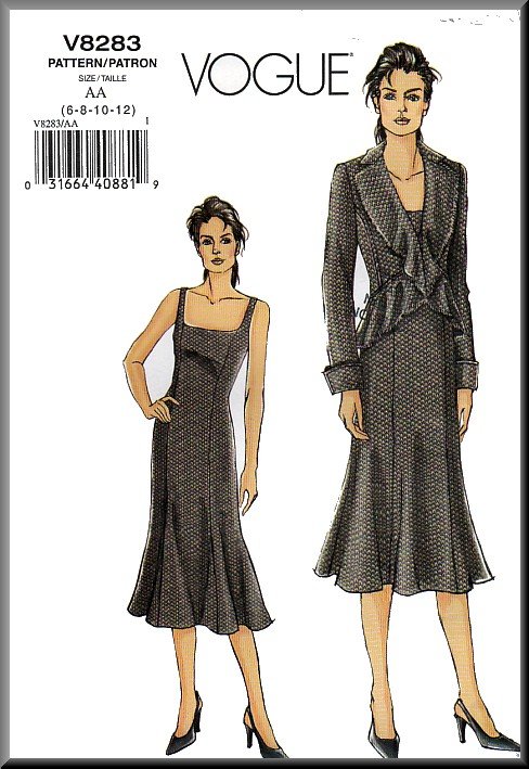 Vogue Sewing Pattern 8283 Sz 6-12 Ruffle Front Jacket Blazer Fitted ...