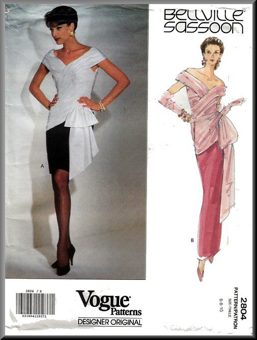 Vogue Sewing Pattern 2804 Sz 6-10 Bellville Sassoon Draped Pleated Evening Gown Fitted Fancy Dress