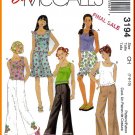 McCall's Sewing Pattern 3194 Sz 7-10 Girls' Tank Top Short Mini Skirt Ruffles Trendy Flared Pants
