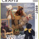 McCall's Sewing Pattern 6907 O/S Furry Stuffed Animal Toys Bear Rabbit Lamb Child's Playtime Dolls