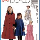 McCall's Sewing Pattern 8477 Sz 4-6 Girls' Princess Seam Flared Dress Overcoat Contrast Cuffs Collar