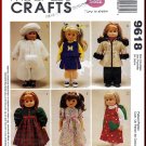 McCall's Sewing Pattern 9618 O/S Large Toy Doll Clothes Fur Coat Cheerleader Party Dress Fancy Parka