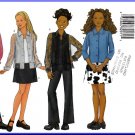 Butterick Sewing Pattern 6734 Sz 12-16 Girls' Stylish Blouse Mini Skirt Boot Legged Pants Tank Top