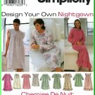 Simplicity Sewing Pattern 9289 Sz XS-M Misses' Design Your Own Nightgown Ruffles Gathers Yoke Bodice