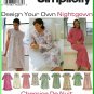 Simplicity Sewing Pattern 9289 Sz XS-M Misses' Design Your Own Nightgown Ruffles Gathers Yoke Bodice
