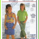 Burda Sewing Pattern 2757 Sz 3-8 Girls' Casual Cropped Blouse Sleeveless Short Sleeves Button Front