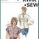 Kwik Sew Sewing Pattern 1383 Sz XS-L Misses' Oversized Blouse Boxy Baggy Button Front Shirt Cuffs