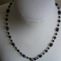 Black Beaded Dangling Lariat Necklace Faceted Oval Glass Beads 22" Long Matinee Length